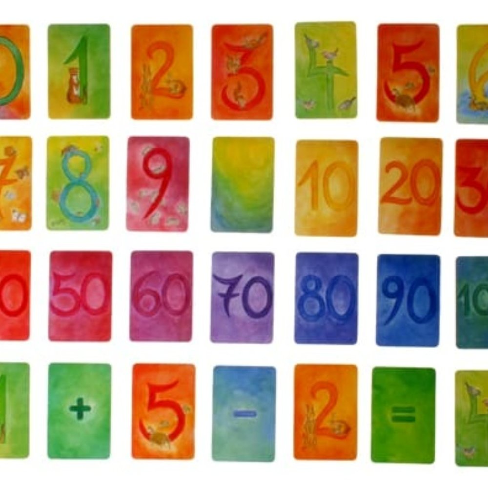 NWT Grimm's Wooden Toys Illustrated Waldorf Number Math Cards Set 1